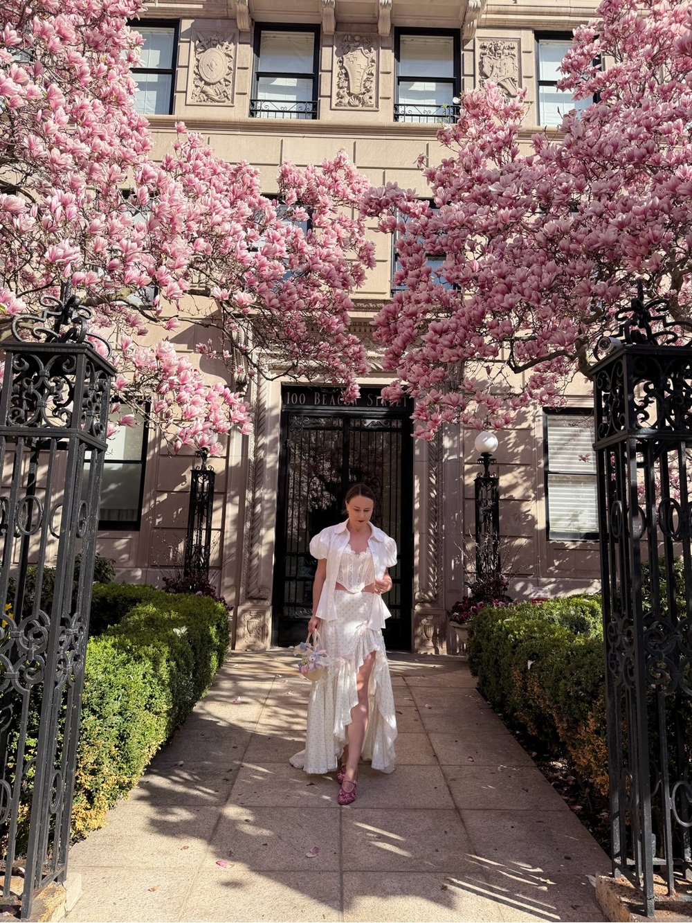 Selkie White Asymmetrical Tiered Skirt with bow details - Picture 4 of 4